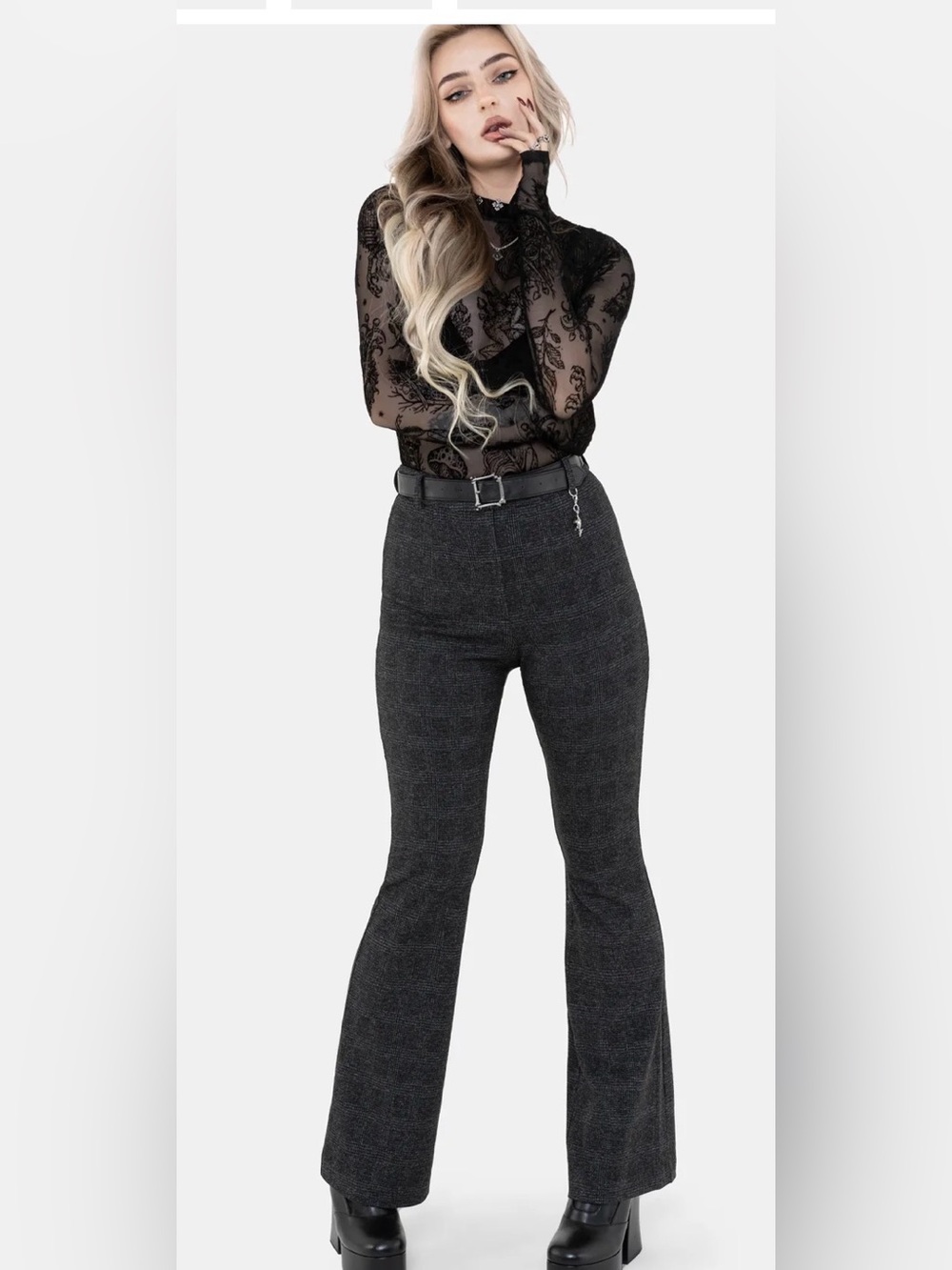 Disturbia  Moura Check Fit Flare Trouser W Charm Women size 4  NEW